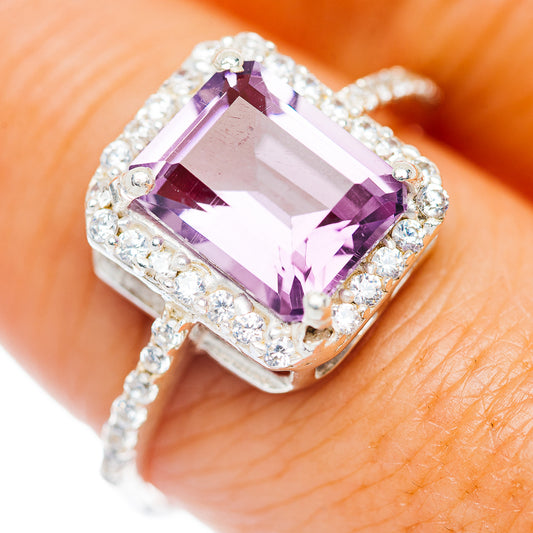 Amethyst, Cubic Zirconia Ring Size 9 (.925 Sterling Silver)
