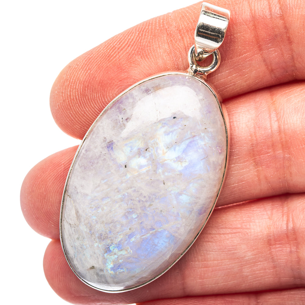 Rainbow Moonstone Pendant 2" (.925 Sterling Silver)