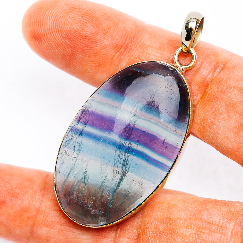 Multi Fluorite Pendant 2 1/8" (German Silver)