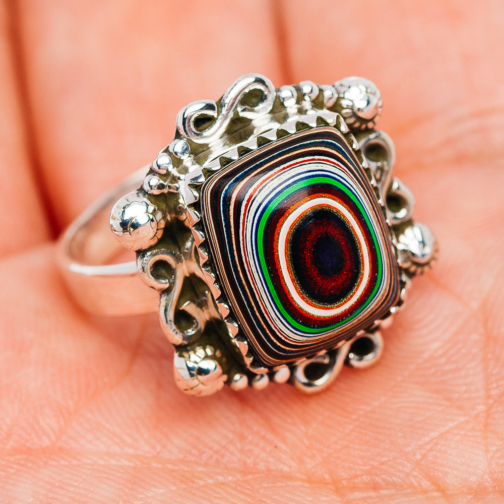 Premium Fordite Ring Size 8 (.925 Sterling Silver)
