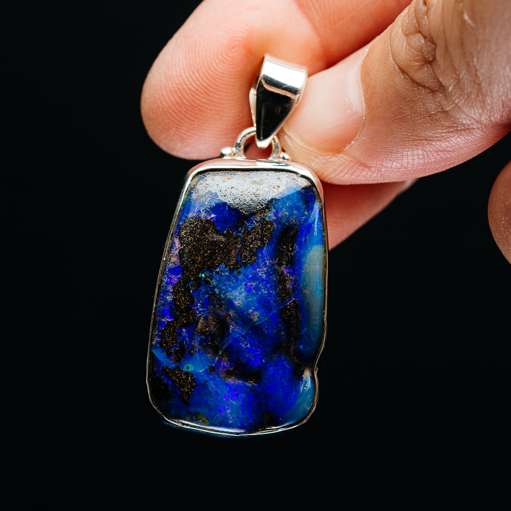 Premium Australian Boulder Opal Pendant 1 3/4" (.925 Sterling Silver)