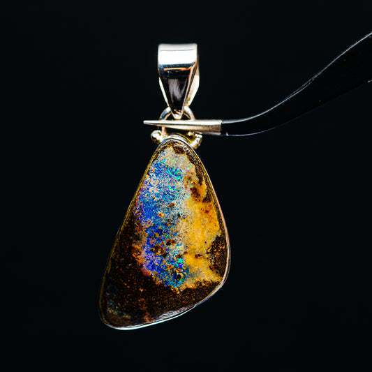 Premium Australian Boulder Opal Pendant 1 5/8" (.925 Sterling Silver)