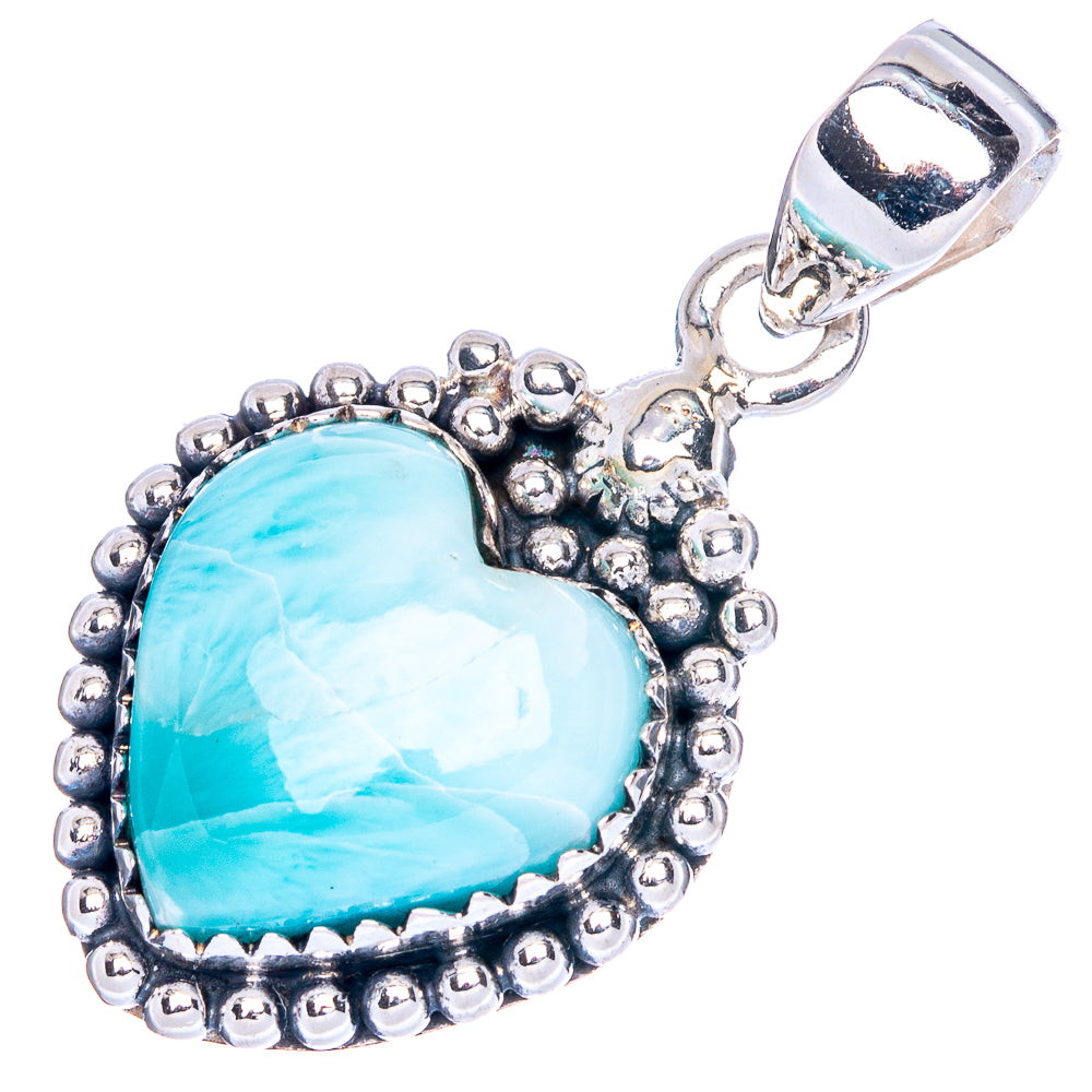 Larimar Heart Pendant 1 1/4" (925 Sterling Silver) P41784