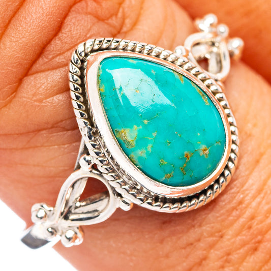 Turquoise oval gemstone ring in .925 sterling silver with ornate rope bezel