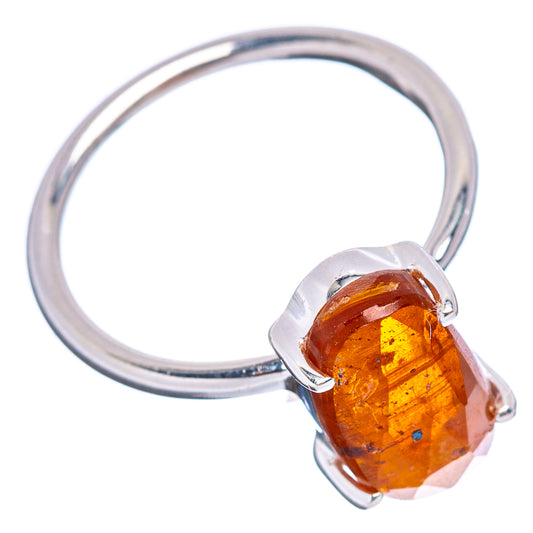 Orange kyanite gemstone ring on .925 sterling silver band, size 6.