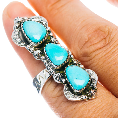 Exclusive Southwestern Style Campitos Turquoise Ring Size 7 Adjustable (.925 Sterling Silver)