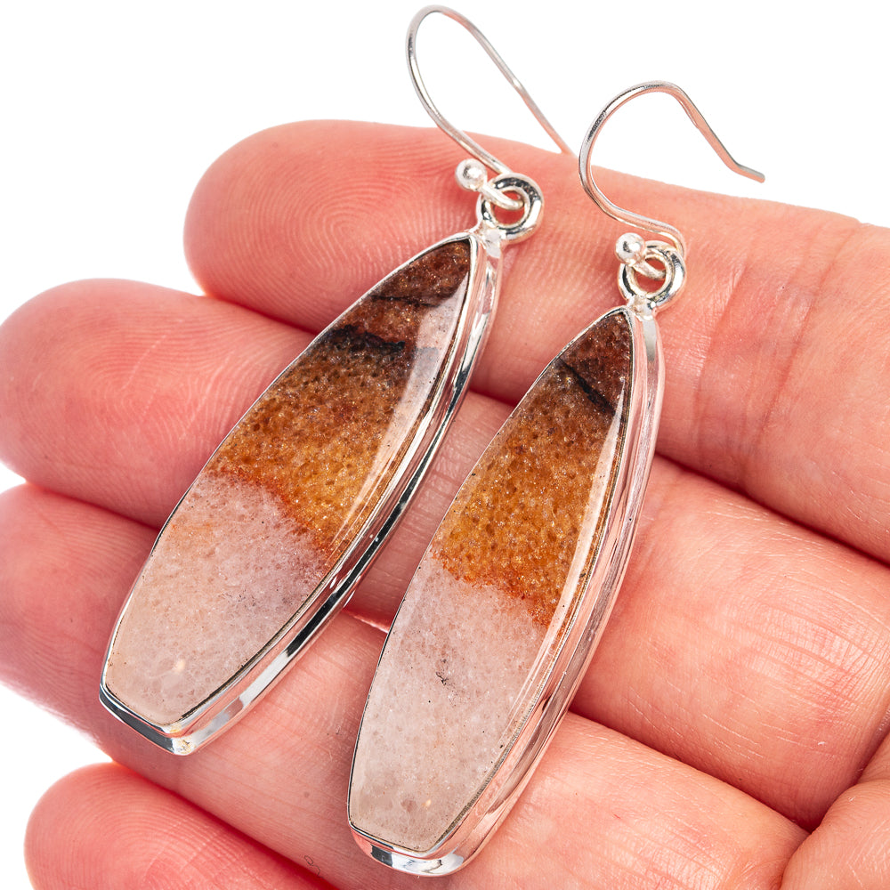 Sunstone Earrings 2 1/8" (925 Sterling Silver) E433015