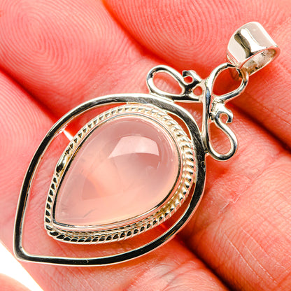 Premium Rose Quartz 925 Sterling Silver Pendant 1 3/4" (925 Sterling Silver) PD37786
