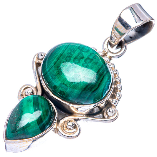 Malachite Dainty Pendant 1 1/4" (925 Sterling Silver) P43557