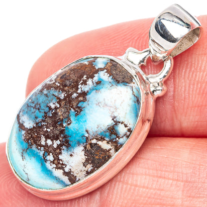 Rare Golden Hills Turquoise 925 Sterling Silver Pendant 1 1/4" (925 Sterling Silver) P41871
