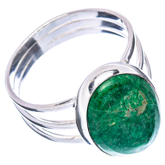 Sterling silver Maw Sit Sit ring, round green cabochon with openwork band
