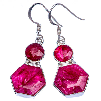 Red Sillimanite Earrings 1 5/8" (925 Sterling Silver) E433354