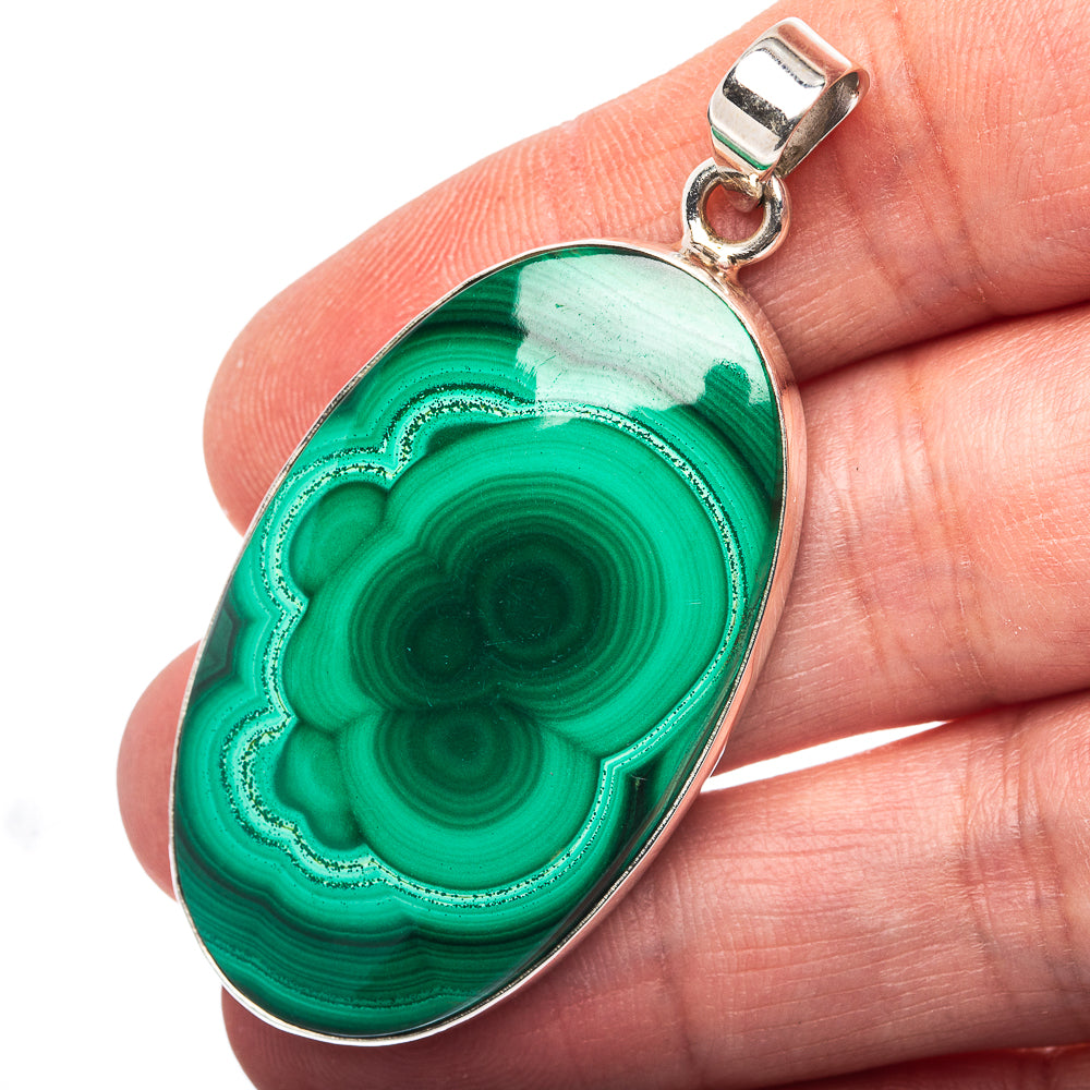 Malachite Pendant 2 1/8" (.925 Sterling Silver)