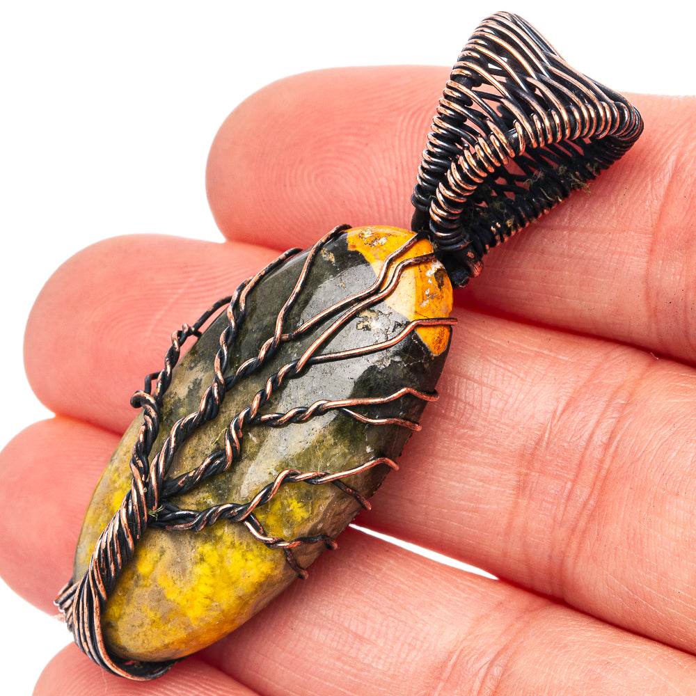 Bumblebee Jasper Tree of Life Pendant 2" (Oxidized Copper)
