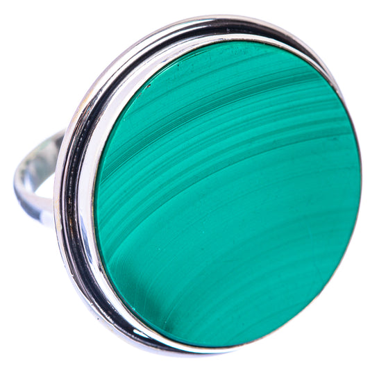 Large Malachite Coin Ring Size 9 (925 Sterling Silver) R141056