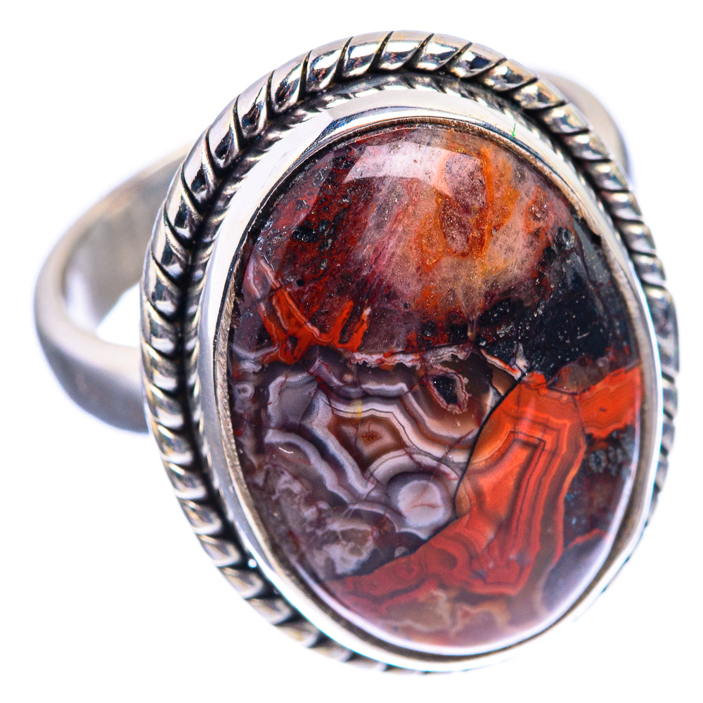 Crazy Lace Agate Ring Size 6.5 (925 Sterling Silver) R142153