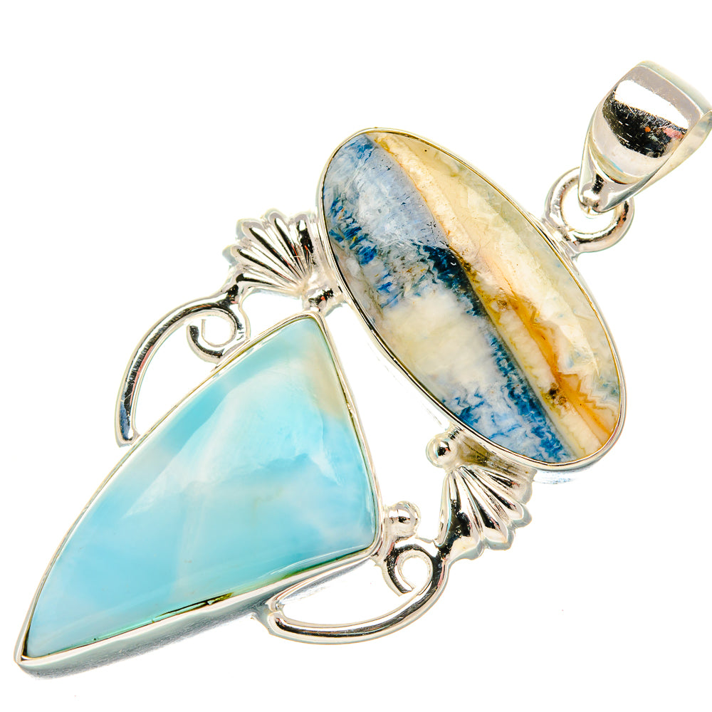 Blue Scheelite, Larimar Pendant 2" (925 Sterling Silver) PD37896