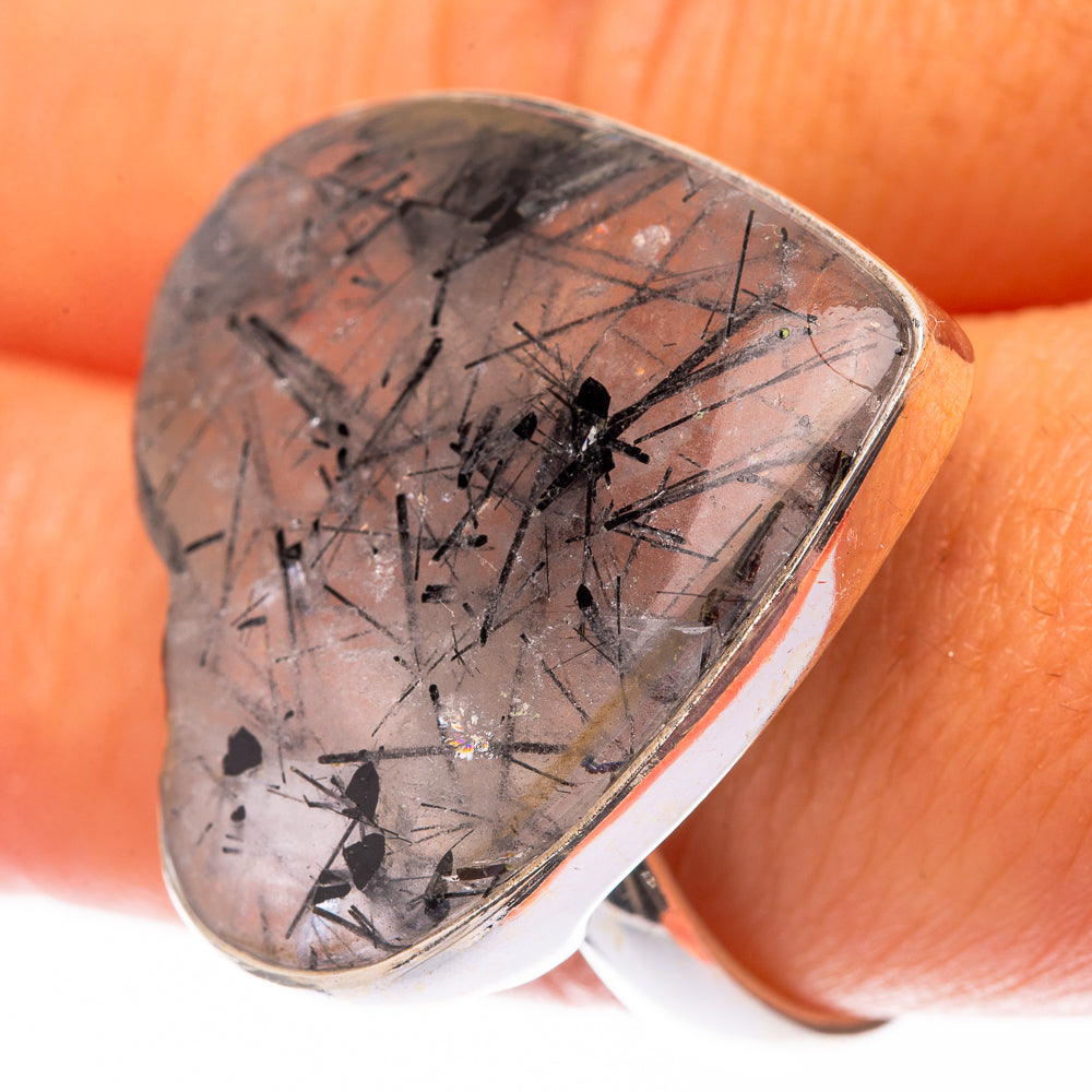 Large Tourmalinated Quartz 925 Sterling Silver Ring Size 9.75 (925 Sterling Silver) RING140467