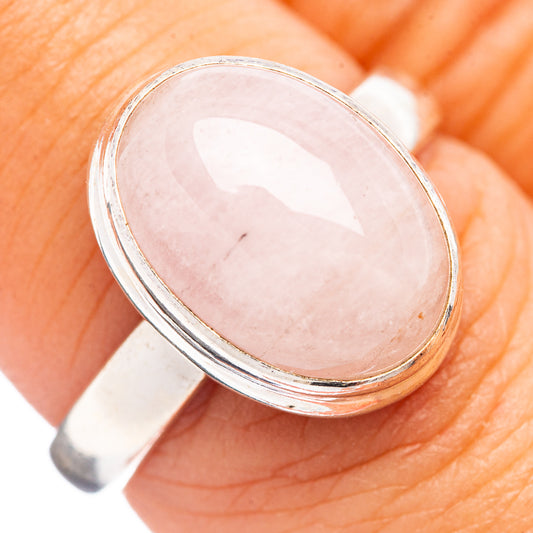 Kunzite ring with oval pink gemstone in .925 sterling silver, size 7.75
