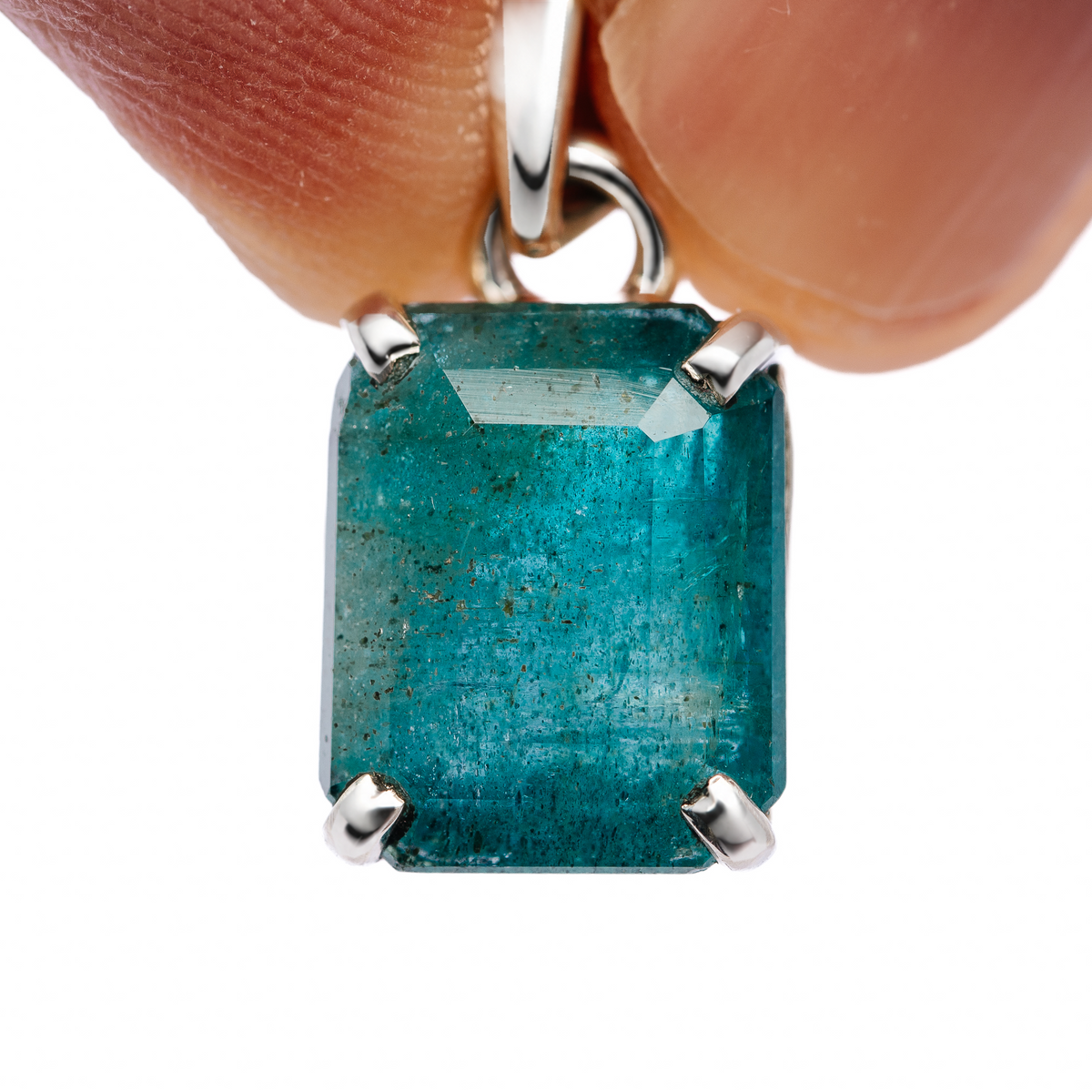 16ct Zambian Emerald Pendant 7/8" (.925 Sterling Silver)