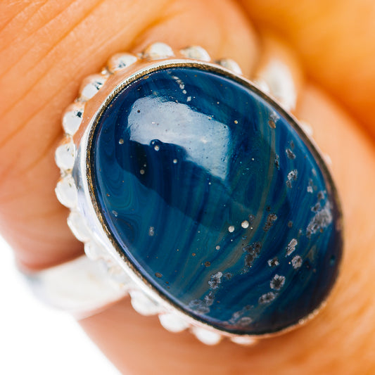 Blue Slag Ring Size 8.5 (.925 Sterling Silver)