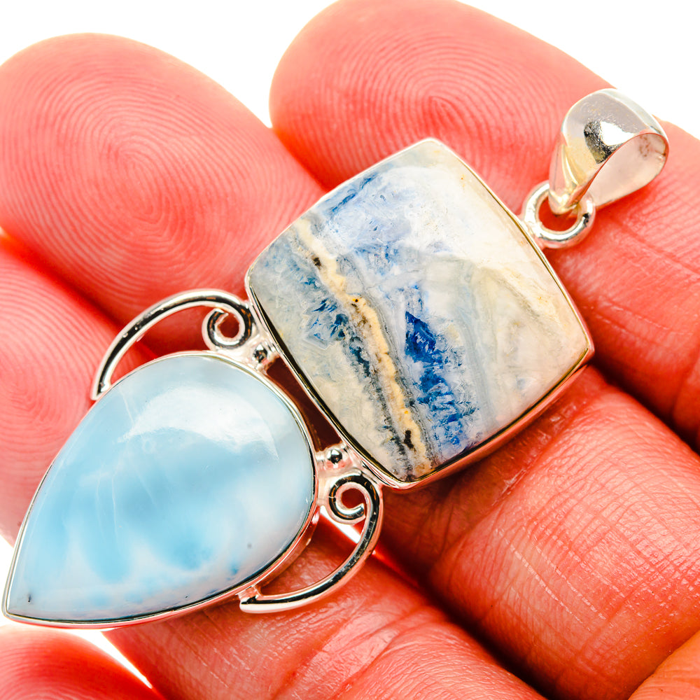 Blue Scheelite, Larimar Pendant 2 1/4" (925 Sterling Silver) PD38212