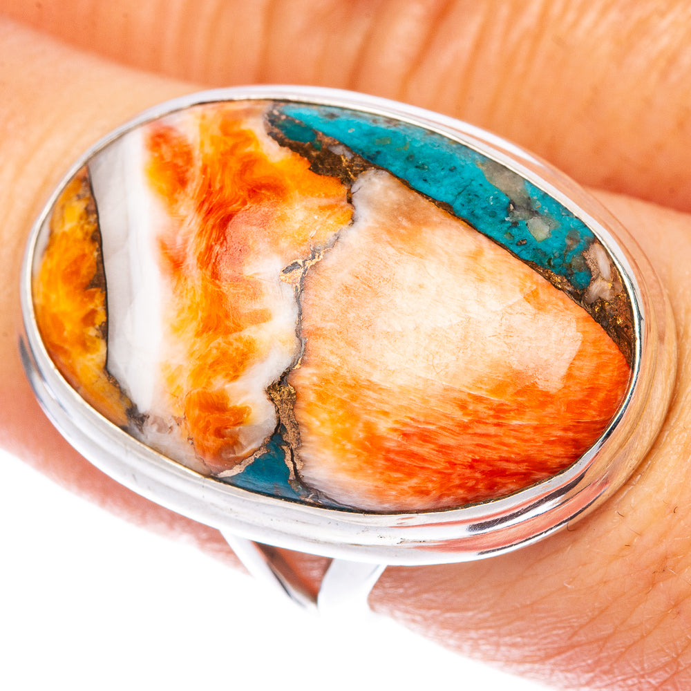 Spiny Oyster Turquoise Ring Size 7.25 (925 Sterling Silver) R1467