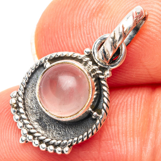 Rose quartz pendant, .925 sterling silver oval bezel with pink stone and loop bail