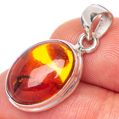 Baltic Amber Pendant 1 1/8" (925 Sterling Silver) P40820
