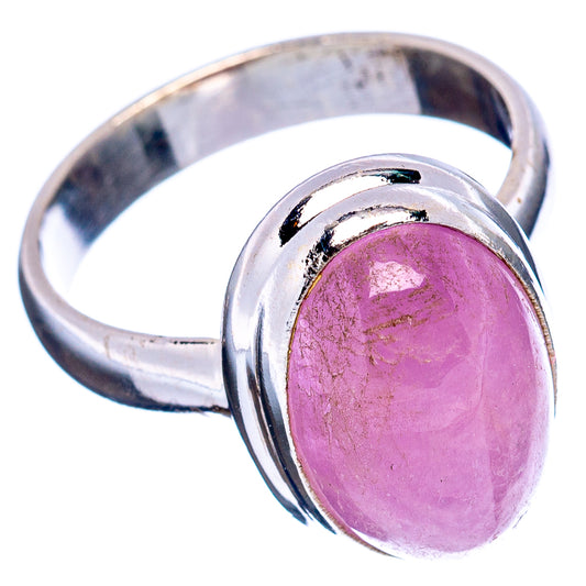 Sterling silver kunzite ring with oval purple-pink gemstone in raised bezel