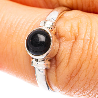 Black Onyx Dainty Ring Size 7 (925 Sterling Silver) R5737