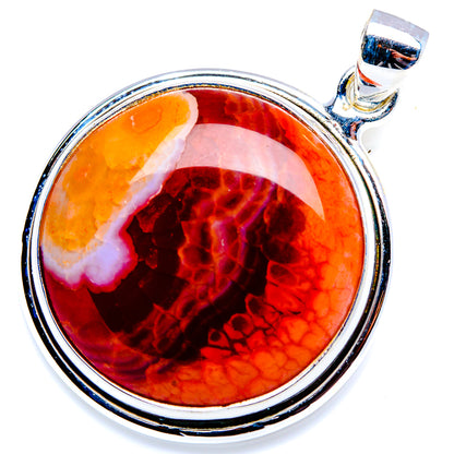 Fire Crab Agate Pendant 1 1/2" (925 Sterling Silver) PD38247