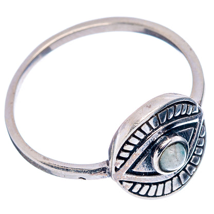 Amazonite Eye Dainty Ring Size 7.75 (.925 Sterling Silver)