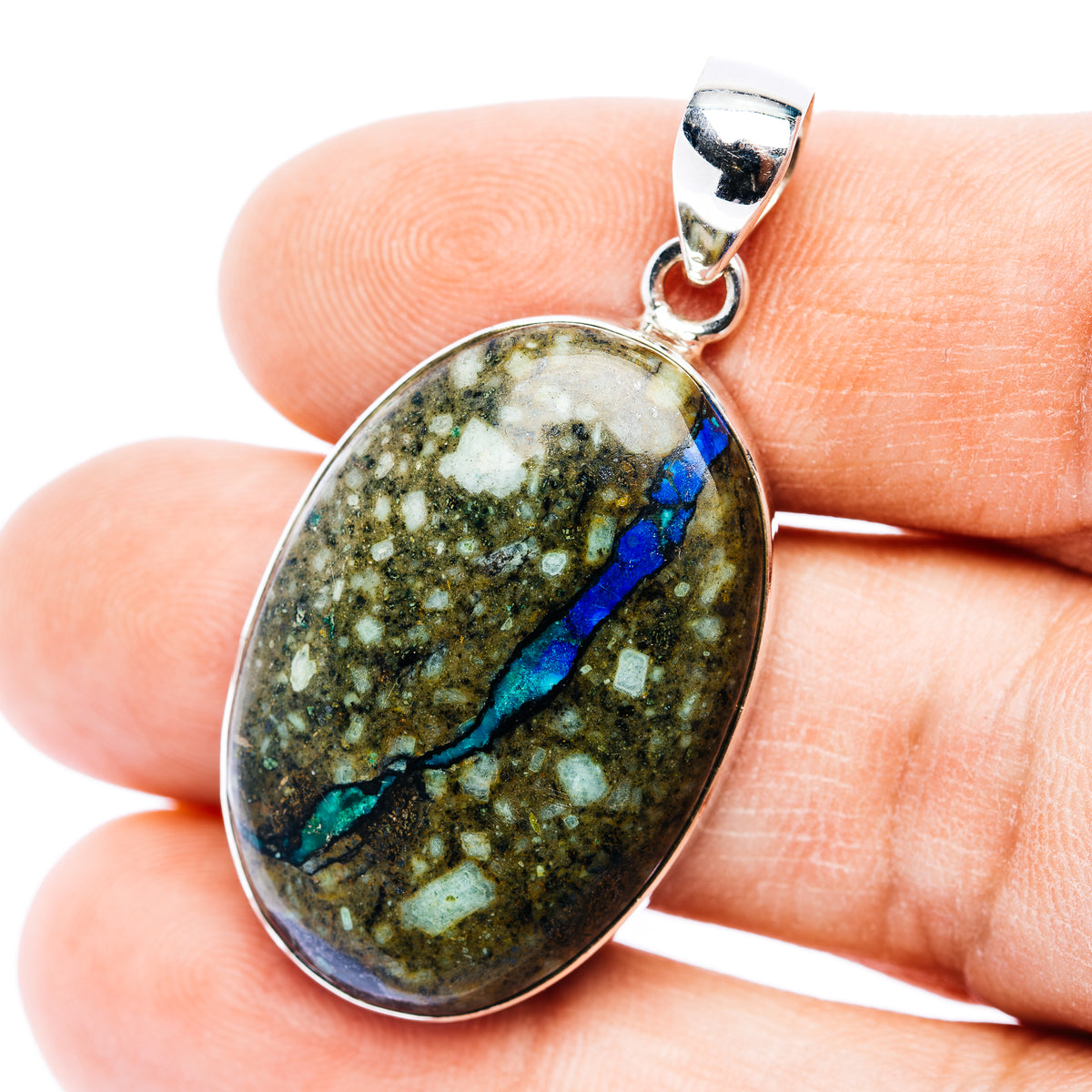Premium Azurite Pendant 1 5/8" (.925 Sterling Silver)