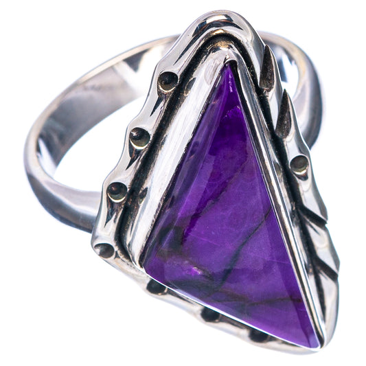 Sugilite ring, size 6.75, .925 sterling silver with triangular purple stone setting