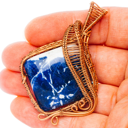 Sodalite Wire Wrap Pendant 2 3/8" (Copper)
