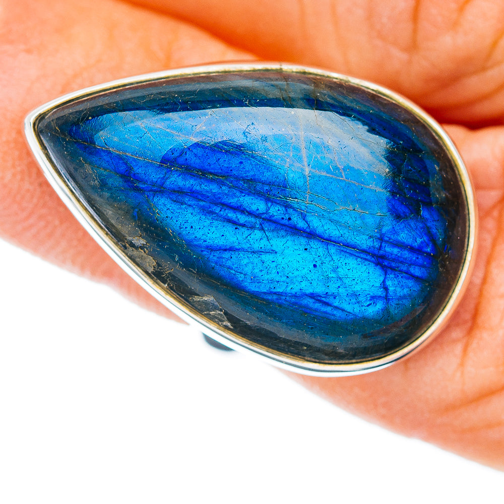 Premium Labradorite Ring Size 5.5 Adjustable (.925 Sterling Silver)