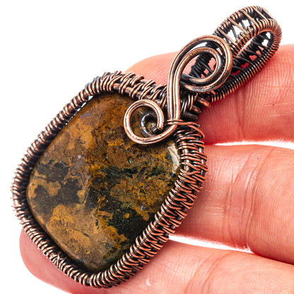 Hungarian Agate Wire Wrap Pendant 2 1/8" (Oxidized Copper)
