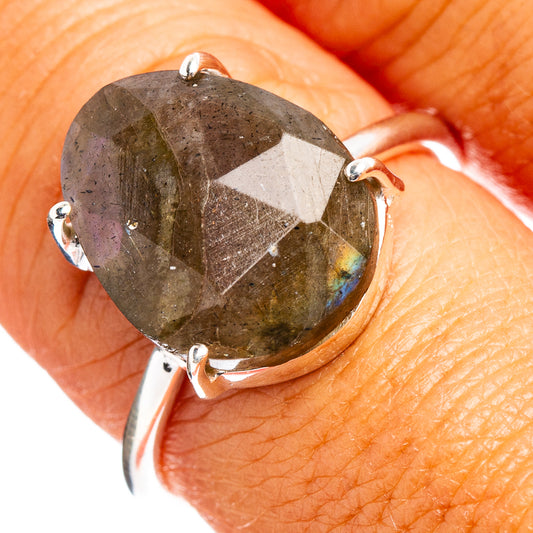 Faceted Labradorite Ring Size 8 (.925 Sterling Silver)