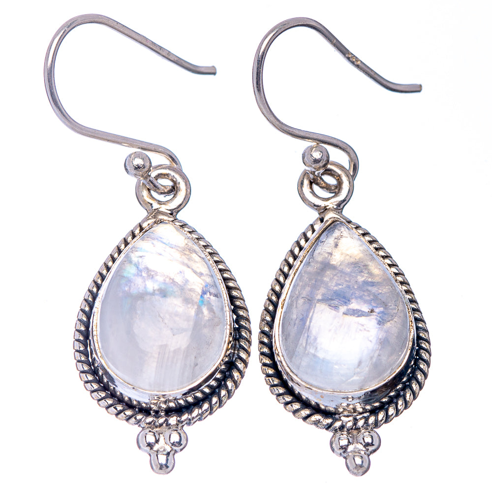 Rainbow Moonstone Earrings 1 3/8" (.925 Sterling Silver)