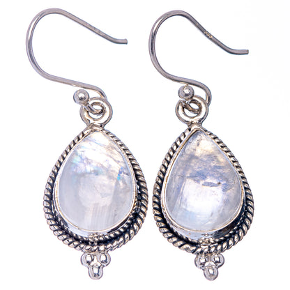 Rainbow Moonstone Earrings 1 3/8" (.925 Sterling Silver)