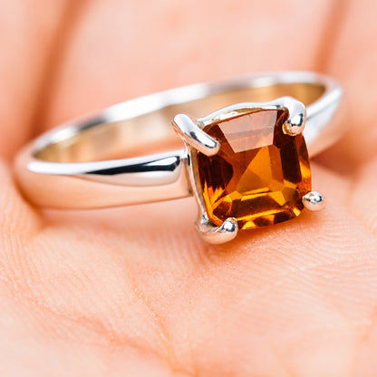 Spessartite Garnet Ring Size 6.75 (.925 Sterling Silver)