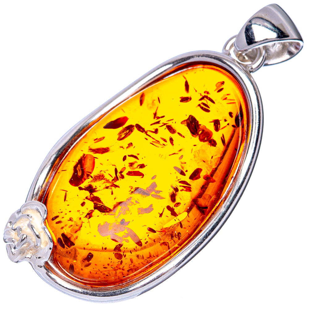 Ana Silver Co Baltic Amber Pendant 1 3/4" (925 Sterlnig Silver)