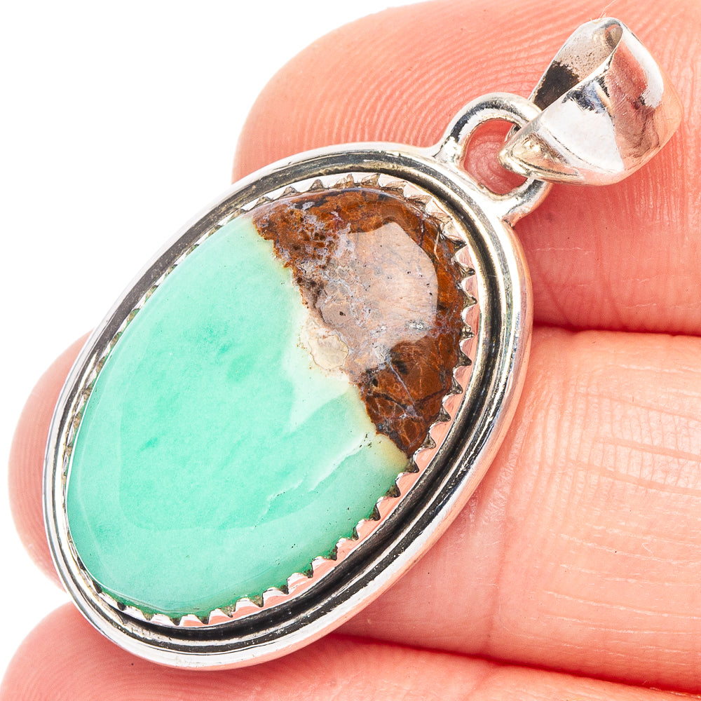 Boulder Chrysoprase Pendant 1 3/8" (925 Sterling Silver) P43994
