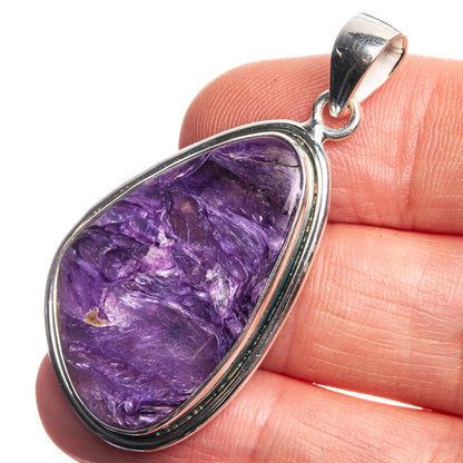 Charoite 925 Sterling Silver Pendant 1 3/4"