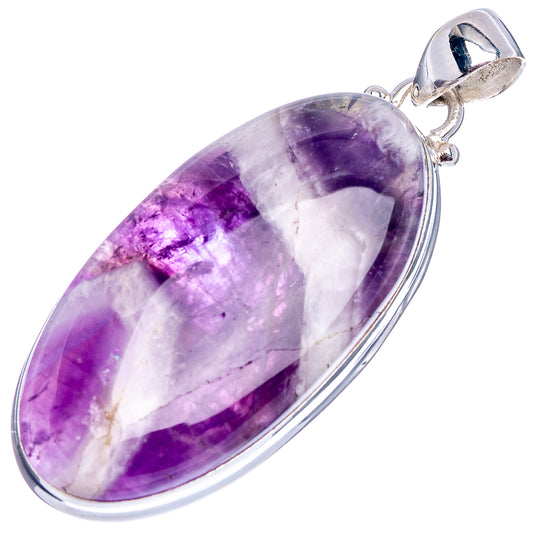 Amethyst teardrop pendant in .925 sterling silver with loop bail, purple stone with white streaks