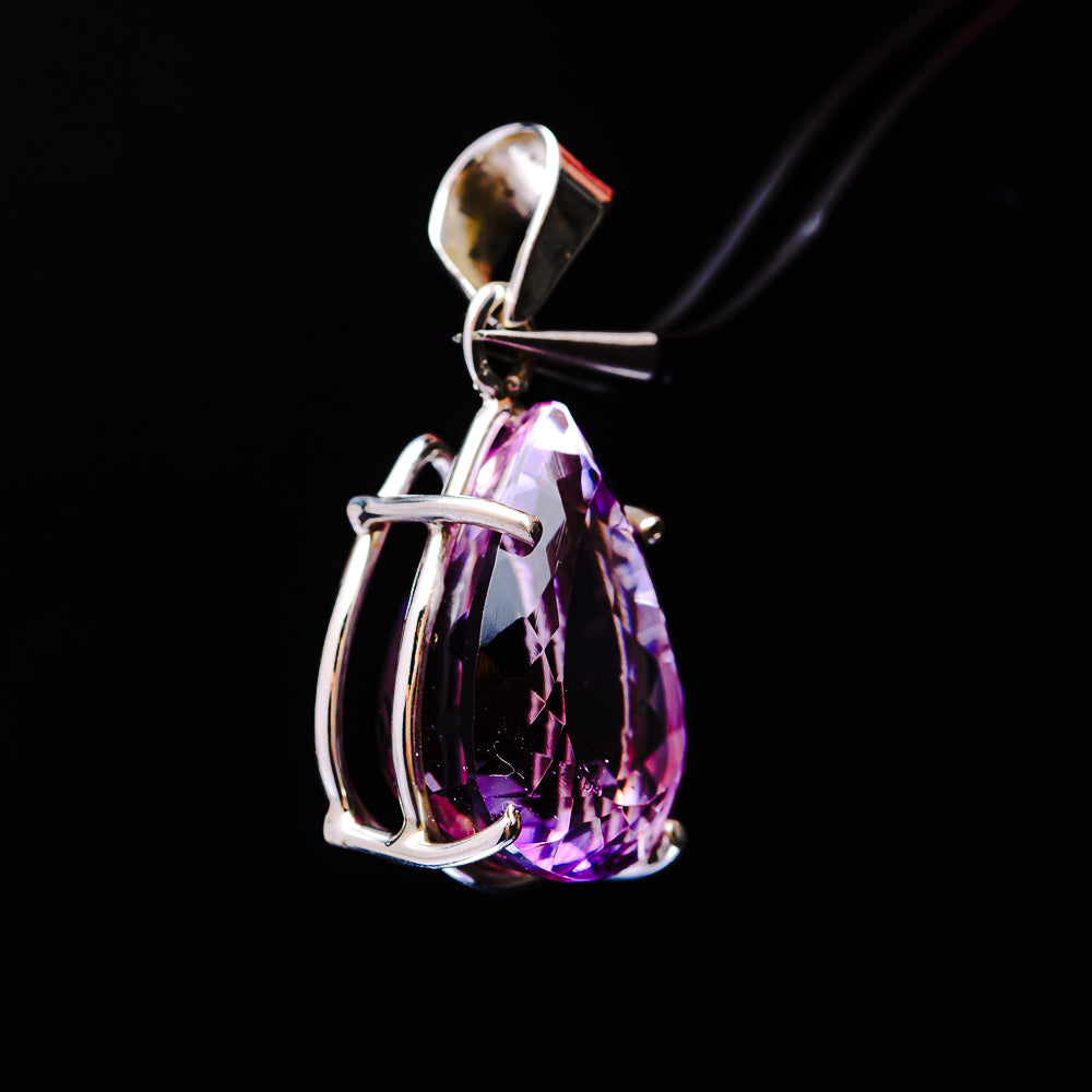 16.49ct Faceted Brazilian Amethyst Pendant 1 3/8" (.925 Sterling Silver)