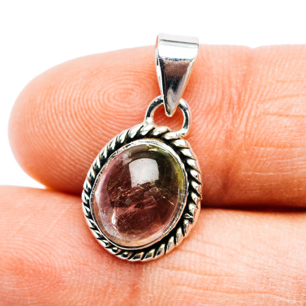 Premium Watermelon Tourmaline Pendant 7/8" (.925 Sterling Silver)