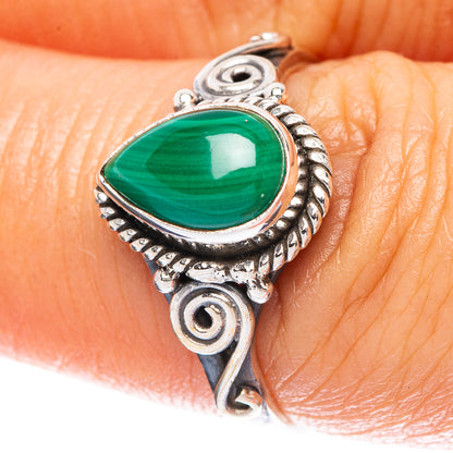 Malachite Dainty Ring Size 7 (925 Sterling Silver) R5164