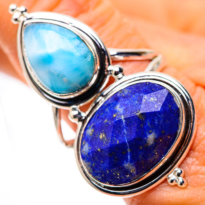 Large Lapis Lazuli, Larimar 925 Sterling Silver Ring Size 10 (925 Sterling Silver) RING139496